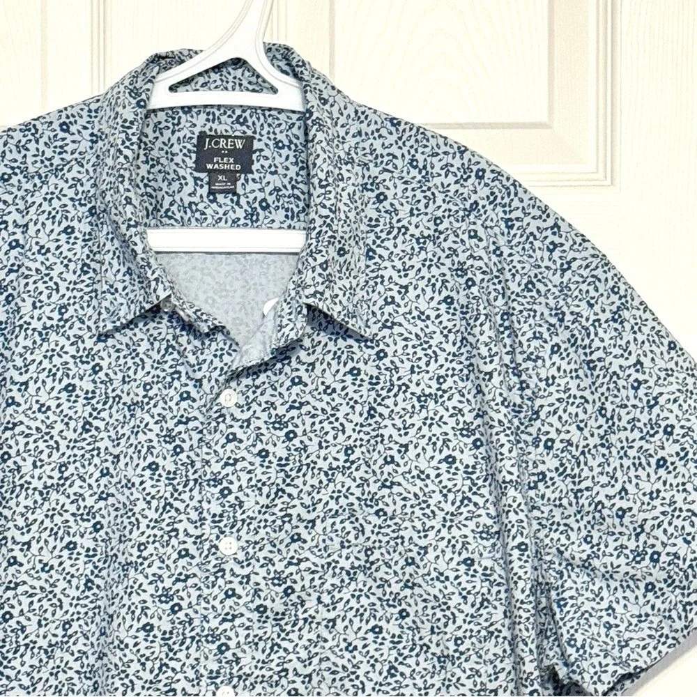J. Crew Men's Flex Washed Short Sleeve Button Down Shirt Classic‎ Fit XL